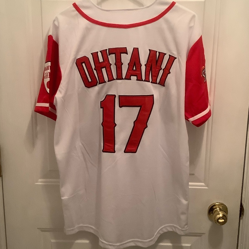 White and Red Japan OHTANI Baseball Jersey - Picture 3 of 7